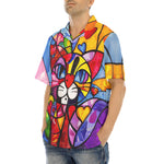 Hawaiian Shirt Colorful Cat Abstract Shapes