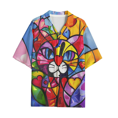 Hawaiian Shirt Colorful Cat Abstract Shapes
