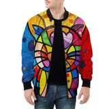 Bomber Jacket Colorful Cat Abstract Shapes