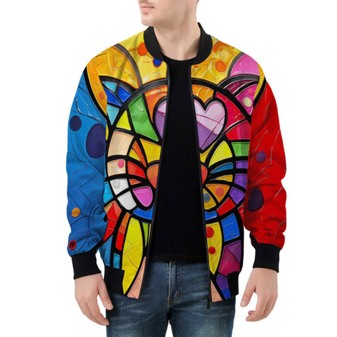 Bomber Jacket Colorful Cat Abstract Shapes
