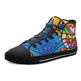 High-Top Canvas Shoes Colorful Cat Abstract Shapes