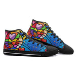 High-Top Canvas Shoes Colorful Cat Abstract Shapes