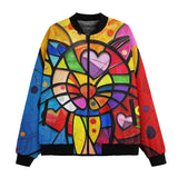 Bomber Jacket Colorful Cat Abstract Shapes