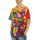 Hawaiian Shirt Colorful Cat Abstract Shapes