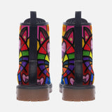 Leather Boots Colorful Cat Abstract Shapes