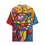 Hawaiian Shirt Colorful Cat Abstract Shapes