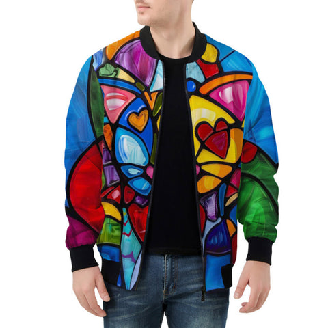 Bomber Jacket Colorful Cat Abstract Shapes