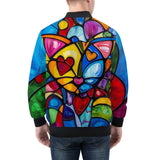 Bomber Jacket Colorful Cat Abstract Shapes