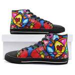 High-Top Canvas Shoes Colorful Cat Abstract Shapes