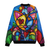 Bomber Jacket Colorful Cat Abstract Shapes