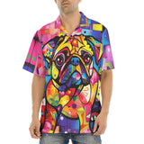 Hawaiian Shirt Colorful Pug Dog Abstract Shapes