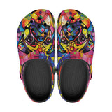 Classic Clogs Colorful Pug Dog Abstract Shapes