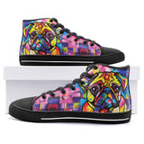 High-Top Canvas Shoes Colorful Pug Dog Abstract Shapes