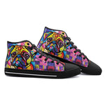 High-Top Canvas Shoes Colorful Pug Dog Abstract Shapes