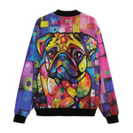 Bomber Jacket Colorful Pug Dog Abstract Shapes