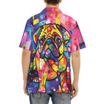 Hawaiian Shirt Colorful Pug Dog Abstract Shapes