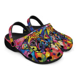 Classic Clogs Colorful Pug Dog Abstract Shapes