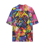 Hawaiian Shirt Colorful Pug Dog Abstract Shapes