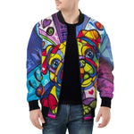 Bomber Jacket Colorful Pug Dog Abstract Shapes