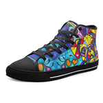 High-Top Canvas Shoes Colorful Pug Dog Abstract Shapes