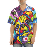 Hawaiian Shirt Colorful Pug Dog Abstract Shapes