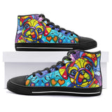 High-Top Canvas Shoes Colorful Pug Dog Abstract Shapes