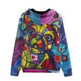 Men's Zip Up Hoodie Colorful Pug Dog Abstract Shapes