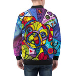 Bomber Jacket Colorful Pug Dog Abstract Shapes