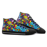 High-Top Canvas Shoes Colorful Pug Dog Abstract Shapes