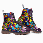 Leather Boots Colorful Pug Dog Abstract Shapes