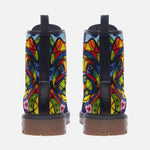 Leather Boots Colorful Pug Dog Abstract Shapes