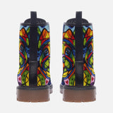 Leather Boots Colorful Pug Dog Abstract Shapes