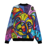 Bomber Jacket Colorful Pug Dog Abstract Shapes