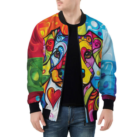 Bomber Jacket Colorful Dog Abstract Shapes