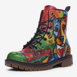 Leather Boots Colorful Dog Abstract Shapes