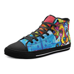 High-Top Canvas Shoes Colorful Dog Abstract Shapes