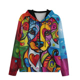 Men's Zip Up Hoodie Colorful Dog Abstract Shapes