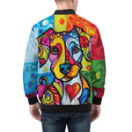 Bomber Jacket Colorful Dog Abstract Shapes