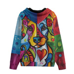 Men's Zip Up Hoodie Colorful Dog Abstract Shapes