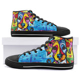 High-Top Canvas Shoes Colorful Dog Abstract Shapes