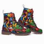 Leather Boots Colorful Dog Abstract Shapes