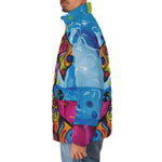 Down-Padded Puffer Jacket Colorful Dog Abstract Shapes