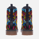 Leather Boots Colorful Dog Abstract Shapes