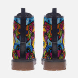 Leather Boots Colorful Dog Abstract Shapes
