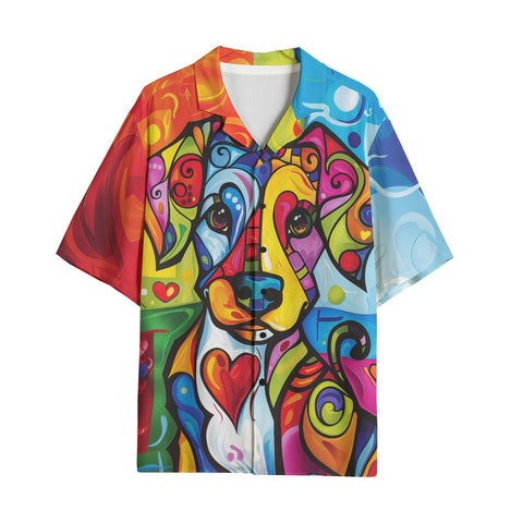 Hawaiian Shirt Colorful Dog Abstract Shapes