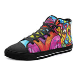 High-Top Canvas Shoes Colorful Dog Abstract Shapes