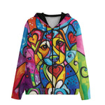 Men's Zip Up Hoodie Colorful Dog Abstract Shapes