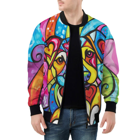 Bomber Jacket Colorful Dog Abstract Shapes