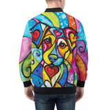 Bomber Jacket Colorful Dog Abstract Shapes