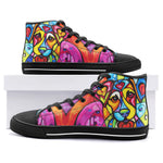 High-Top Canvas Shoes Colorful Dog Abstract Shapes